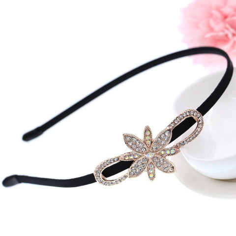 Korean Jewelry Shine Rhinestone Headband Flower Flora Princess Bride Headdress Tiara Crown Cute Girls Hair Accessories Headbands