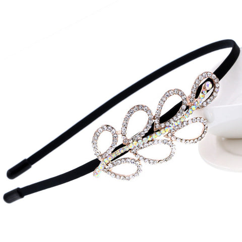 Korean Jewelry Shine Rhinestone Headband Flower Flora Princess Bride Headdress Tiara Crown Cute Girls Hair Accessories Headbands