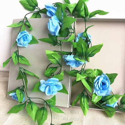 250CM/lot Silk Roses Ivy Vine with Green Leaves For Home Wedding Decoration Fake leaf diy Hanging Garland Artificial Flowers