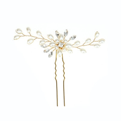 1PCS Crystal Pearl Hairpins Women Lady Hair Clips Hairclip Hair Flowers Brides Wedding Hair Accessories Headdress Headwear