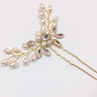 1PCS Crystal Pearl Hairpins Women Lady Hair Clips Hairclip Hair Flowers Brides Wedding Hair Accessories Headdress Headwear