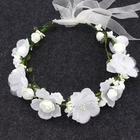 Women Head Wreath For Girls Hair Headband Flower Crown Seaside Holiday Flower Garland Forehead Hair Accessories Headdress Band