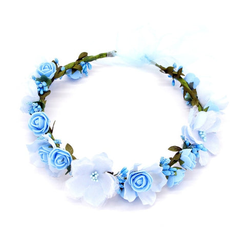 Women Head Wreath For Girls Hair Headband Flower Crown Seaside Holiday Flower Garland Forehead Hair Accessories Headdress Band