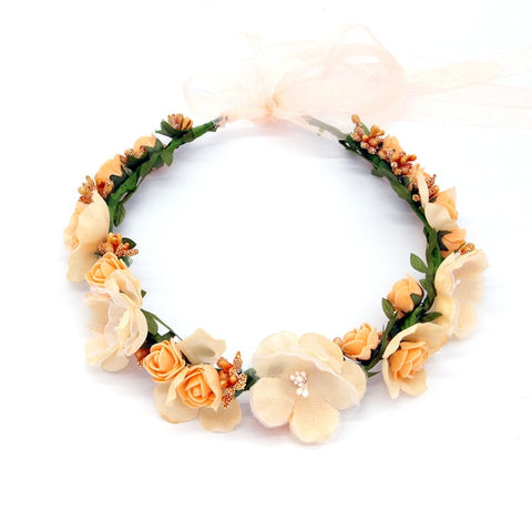 Women Head Wreath For Girls Hair Headband Flower Crown Seaside Holiday Flower Garland Forehead Hair Accessories Headdress Band