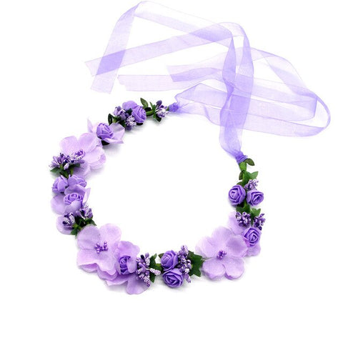 Women Head Wreath For Girls Hair Headband Flower Crown Seaside Holiday Flower Garland Forehead Hair Accessories Headdress Band