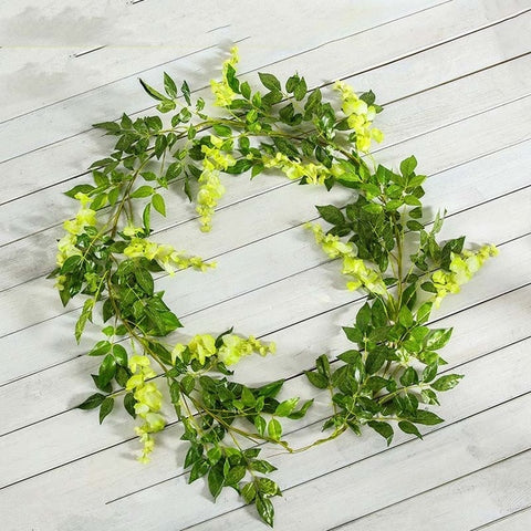 2M Wisteria Artificial Flowers Vine Garland Wedding Arch Decoration Fake Plants Foliage Rattan Trailing Faux Flowers Ivy Wall