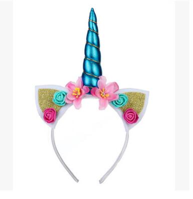 2018 New Brand Cute Kids Women Sweet Flower Unicorn Horn Hair Band Headband Birthday Party Flower Floral Headwear Crown