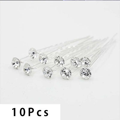 10Pcs/pack  Clear Crystal Rhinestone Rose Flower Wedding Bridal Hair Clips Jewelry Barrettes Headwear for Women Hair Accessories