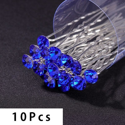 10Pcs/pack  Clear Crystal Rhinestone Rose Flower Wedding Bridal Hair Clips Jewelry Barrettes Headwear for Women Hair Accessories