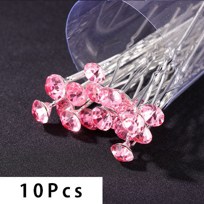 10Pcs/pack  Clear Crystal Rhinestone Rose Flower Wedding Bridal Hair Clips Jewelry Barrettes Headwear for Women Hair Accessories