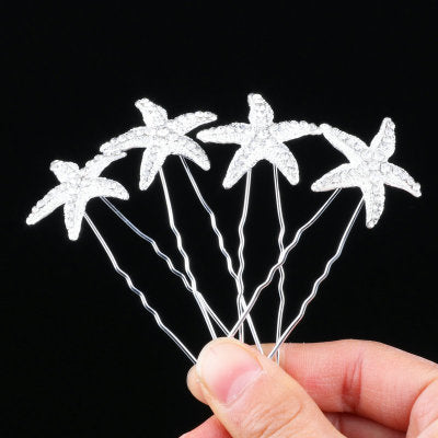 10Pcs/pack  Clear Crystal Rhinestone Rose Flower Wedding Bridal Hair Clips Jewelry Barrettes Headwear for Women Hair Accessories