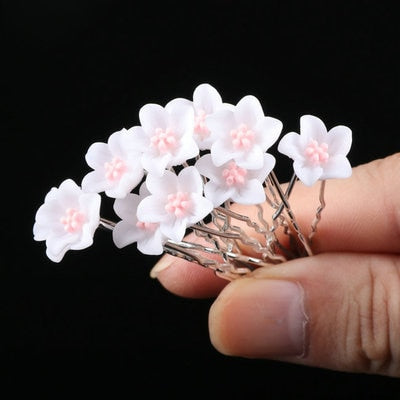 10Pcs/pack  Clear Crystal Rhinestone Rose Flower Wedding Bridal Hair Clips Jewelry Barrettes Headwear for Women Hair Accessories