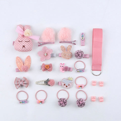 18/24 Pcs/Set Children Hair Clip Set Baby Head flower Fabric Bow Barrettes Hair clips Girl Elastic hair Headband Headdress Gift