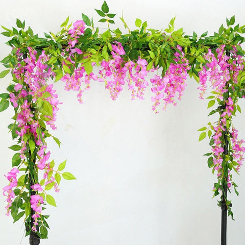 7ft 2m Flower String Artificial Wisteria Vine Garland Plants Foliage Outdoor Home Trailing Flower Fake Flower Hanging Wall Decor