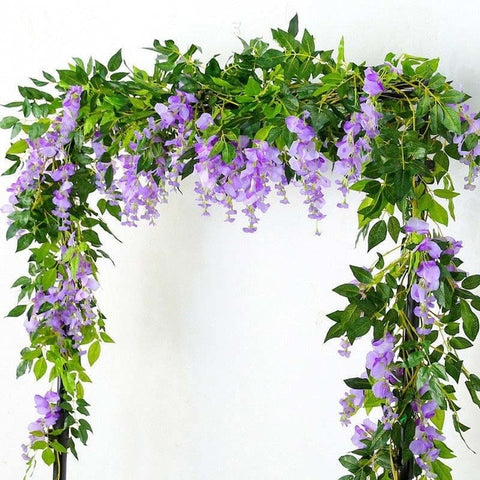 7ft 2m Flower String Artificial Wisteria Vine Garland Plants Foliage Outdoor Home Trailing Flower Fake Flower Hanging Wall Decor