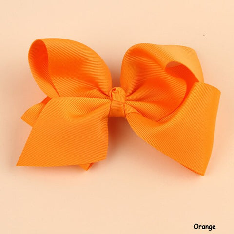 Hot Sale Grosgrain Ribbon Bow Hair Clip Pin Flower  Headdress Accessories Orange Pink Green Yellow White Black