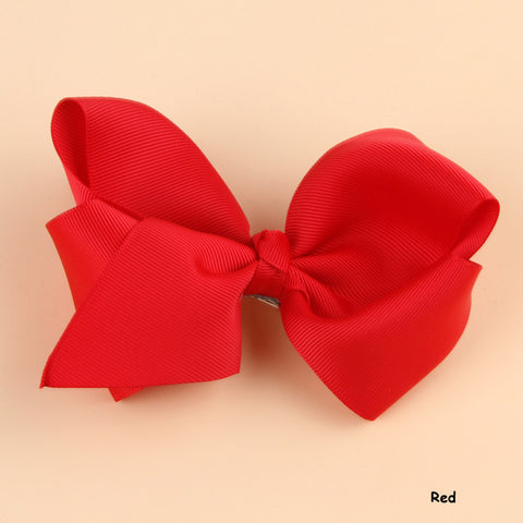 Hot Sale Grosgrain Ribbon Bow Hair Clip Pin Flower  Headdress Accessories Orange Pink Green Yellow White Black