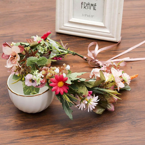 Haimeikang Lady Girl Sweet Princess Headband Floral Crown Flower Headband Wedding Party Hair Wreath Boho Bridal Headdress