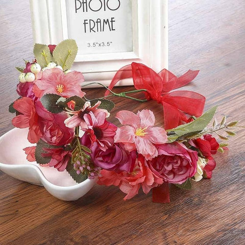 Haimeikang Lady Girl Sweet Princess Headband Floral Crown Flower Headband Wedding Party Hair Wreath Boho Bridal Headdress