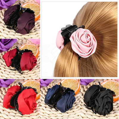 Korean Elegant Rose Flowers Hair Claw Clips For Women Girls Pink Sweet Hair Crab Clamp Hairpins Grips Hair Accessories For Gifts