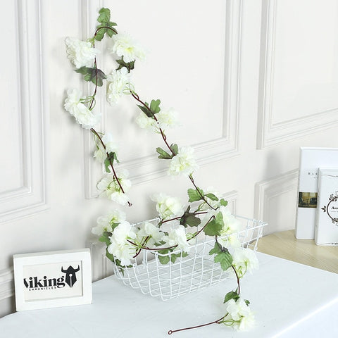 2.3M Artificial Cherry Blossom Flowers Wedding Garland Ivy Decoration Fake Silk Flowers Vine for Party Arch Home Decor String