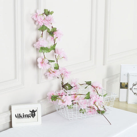 2.3M Artificial Cherry Blossom Flowers Wedding Garland Ivy Decoration Fake Silk Flowers Vine for Party Arch Home Decor String