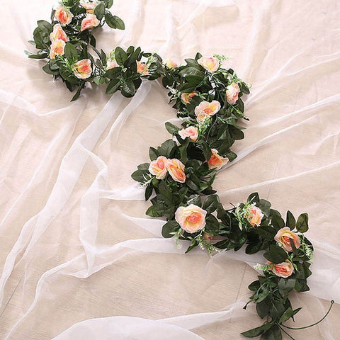 2.4m/7.8ft Artificial Silk Rose Flower Wisteria Vine Rattan Hanging Flower Garland for Wedding Party Home Garden Decoration