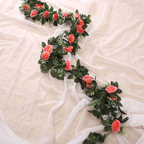 2.4m/7.8ft Artificial Silk Rose Flower Wisteria Vine Rattan Hanging Flower Garland for Wedding Party Home Garden Decoration