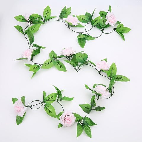 2.4m/7.8ft Artificial Silk Rose Flower Wisteria Vine Rattan Hanging Flower Garland for Wedding Party Home Garden Decoration