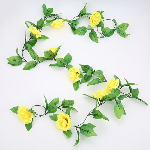 2.4m/7.8ft Artificial Silk Rose Flower Wisteria Vine Rattan Hanging Flower Garland for Wedding Party Home Garden Decoration