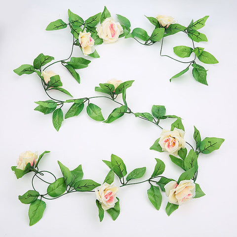 2.4m/7.8ft Artificial Silk Rose Flower Wisteria Vine Rattan Hanging Flower Garland for Wedding Party Home Garden Decoration