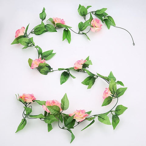 2.4m/7.8ft Artificial Silk Rose Flower Wisteria Vine Rattan Hanging Flower Garland for Wedding Party Home Garden Decoration