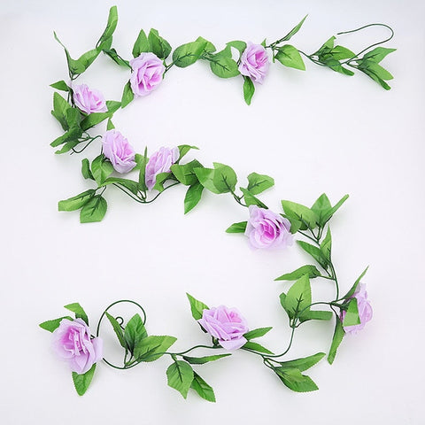 2.4m/7.8ft Artificial Silk Rose Flower Wisteria Vine Rattan Hanging Flower Garland for Wedding Party Home Garden Decoration