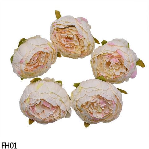 1/2/5/10Pcs 8cm High Quality Peony Flower Head Silk Artificial Flowers Wedding Decoration DIY Garland Scrapbooking Craft Flower