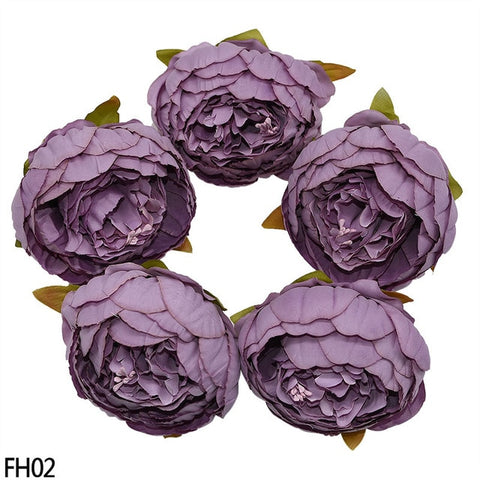 1/2/5/10Pcs 8cm High Quality Peony Flower Head Silk Artificial Flowers Wedding Decoration DIY Garland Scrapbooking Craft Flower