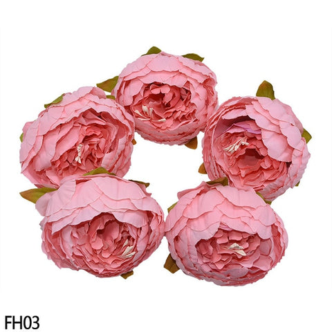 1/2/5/10Pcs 8cm High Quality Peony Flower Head Silk Artificial Flowers Wedding Decoration DIY Garland Scrapbooking Craft Flower