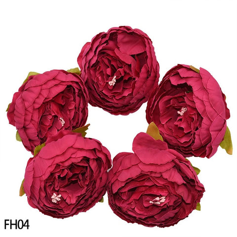 1/2/5/10Pcs 8cm High Quality Peony Flower Head Silk Artificial Flowers Wedding Decoration DIY Garland Scrapbooking Craft Flower