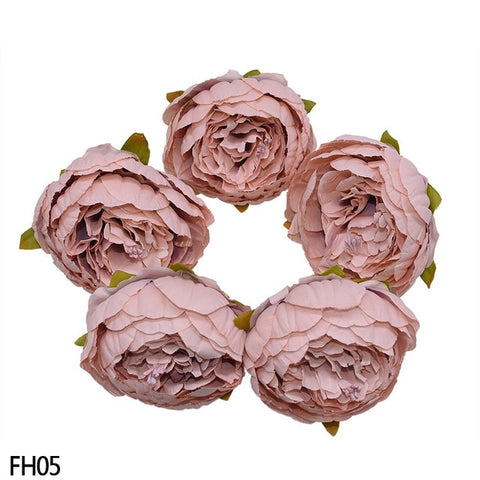 1/2/5/10Pcs 8cm High Quality Peony Flower Head Silk Artificial Flowers Wedding Decoration DIY Garland Scrapbooking Craft Flower