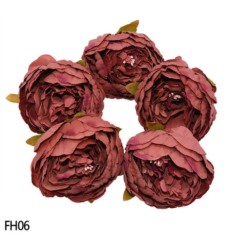 1/2/5/10Pcs 8cm High Quality Peony Flower Head Silk Artificial Flowers Wedding Decoration DIY Garland Scrapbooking Craft Flower