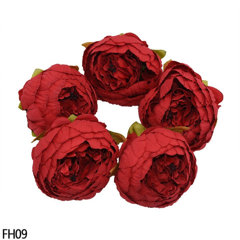 1/2/5/10Pcs 8cm High Quality Peony Flower Head Silk Artificial Flowers Wedding Decoration DIY Garland Scrapbooking Craft Flower