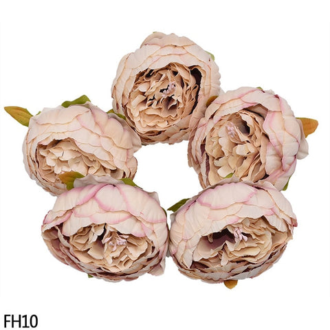 1/2/5/10Pcs 8cm High Quality Peony Flower Head Silk Artificial Flowers Wedding Decoration DIY Garland Scrapbooking Craft Flower