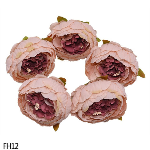 1/2/5/10Pcs 8cm High Quality Peony Flower Head Silk Artificial Flowers Wedding Decoration DIY Garland Scrapbooking Craft Flower