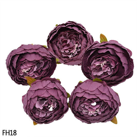 1/2/5/10Pcs 8cm High Quality Peony Flower Head Silk Artificial Flowers Wedding Decoration DIY Garland Scrapbooking Craft Flower