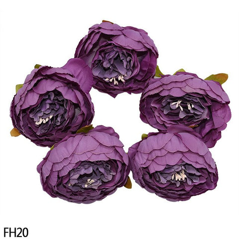 1/2/5/10Pcs 8cm High Quality Peony Flower Head Silk Artificial Flowers Wedding Decoration DIY Garland Scrapbooking Craft Flower