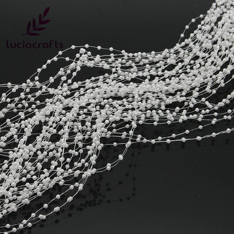 Lucia crafts 1.2m Plastic Artificial Pearls Beads Chain Garland Flowers Wedding Party Supply Hair decoration 10pcs C0503