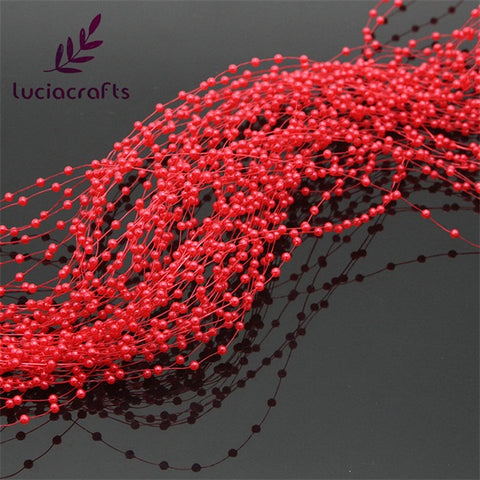 Lucia crafts 1.2m Plastic Artificial Pearls Beads Chain Garland Flowers Wedding Party Supply Hair decoration 10pcs C0503