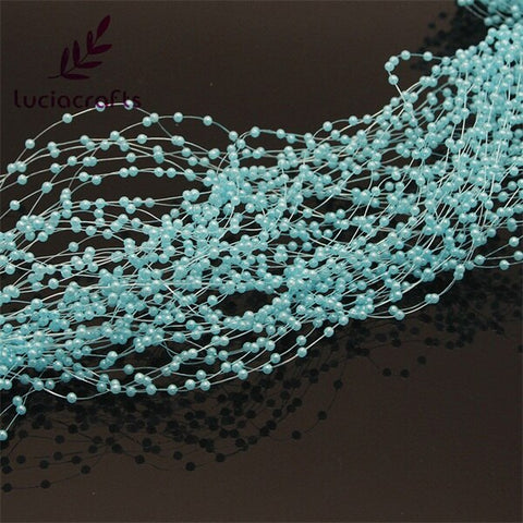 Lucia crafts 1.2m Plastic Artificial Pearls Beads Chain Garland Flowers Wedding Party Supply Hair decoration 10pcs C0503