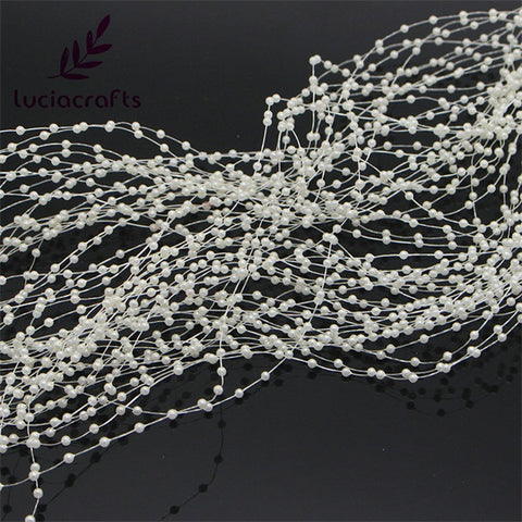 Lucia crafts 1.2m Plastic Artificial Pearls Beads Chain Garland Flowers Wedding Party Supply Hair decoration 10pcs C0503