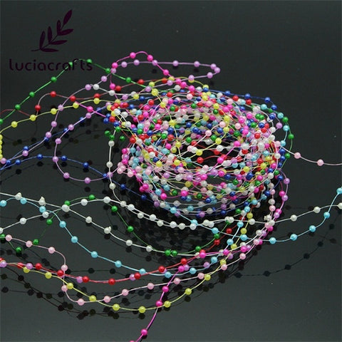 Lucia crafts 1.2m Plastic Artificial Pearls Beads Chain Garland Flowers Wedding Party Supply Hair decoration 10pcs C0503