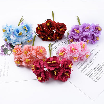 6 Pieces Wedding decorative flowers wreaths vases for home decoration new Year Christmas Garlands stamen flower for scrapbooking